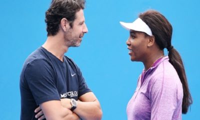 Serena Williams and Coach Patrick Mouratoglou discussing