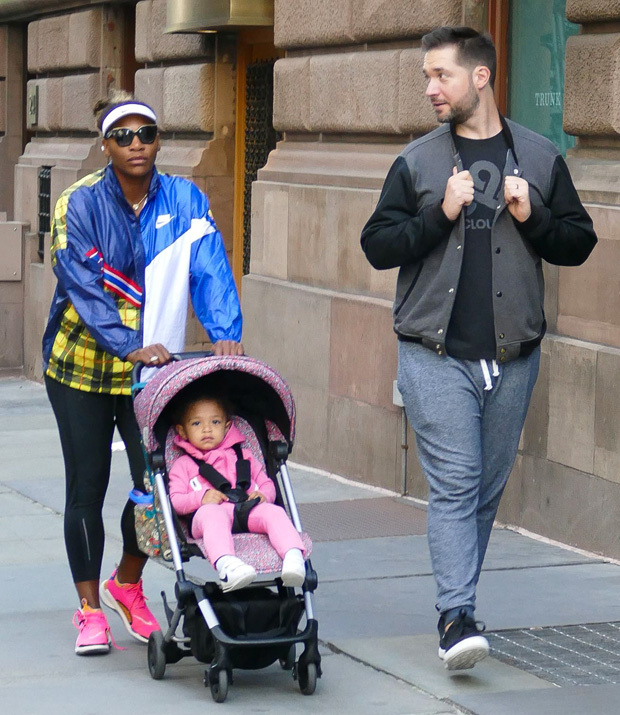 Serena Williams, Husband Alexis Ohanian & Daughter Alexis Olympia Ohanian Jr. Take A Stroll Before US Open