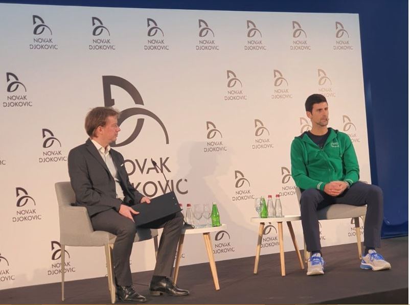 Novak Djokovic on stage
