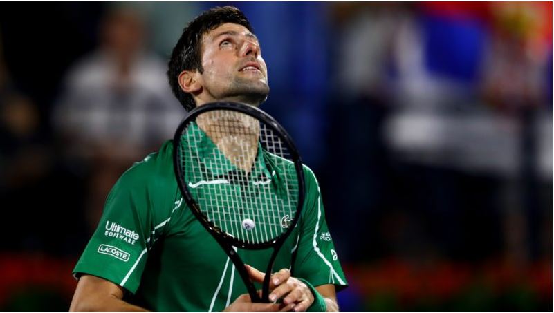 Novak Djokovic looked up
