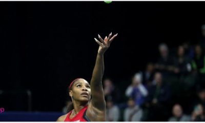 Serena Williams looking up