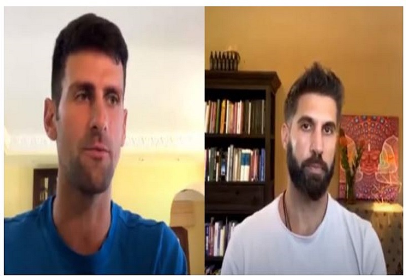 Novak Djokovic and friend chat