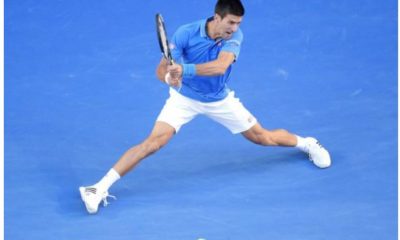 Novak Djokovic streched