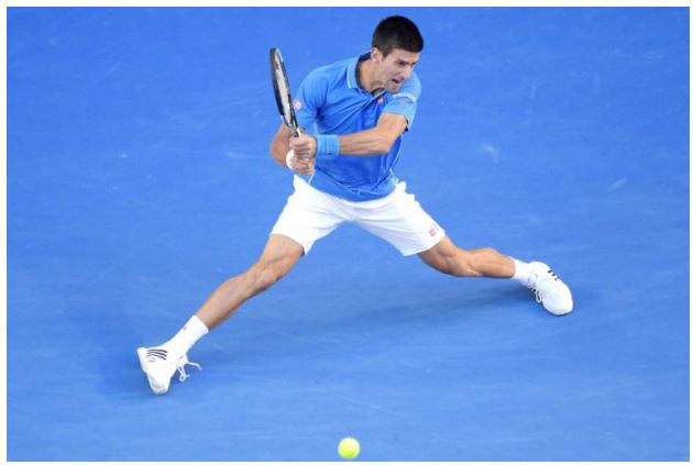 Novak Djokovic streched