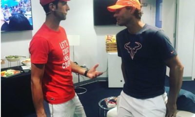 Rafael Nadal and Novak Djokovic stand