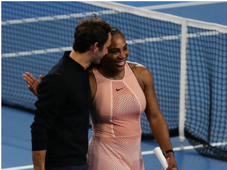 Roger Federer and Serena Williams walk
