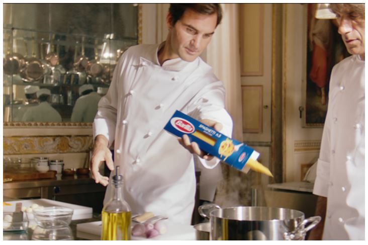 Roger Federer with pasta