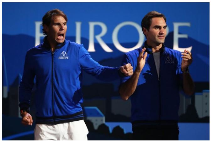 Roger federer and Rafael Nadal cheer