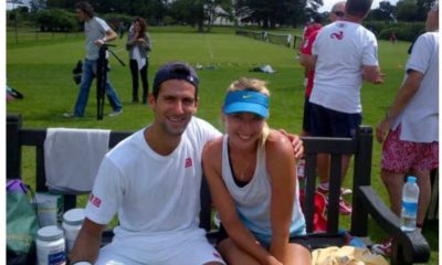 Maria Sharapova and Novak Djokovic sit