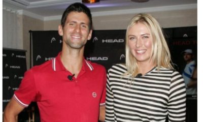 Maria Sharapova and Novak Djokovic smile