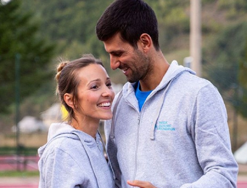 Novak Djokovic and wife walk