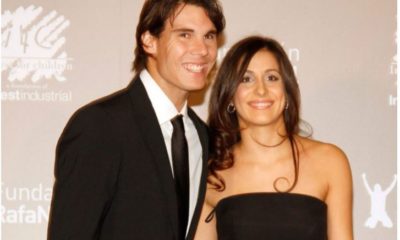 Rafael Nadal with wife smile