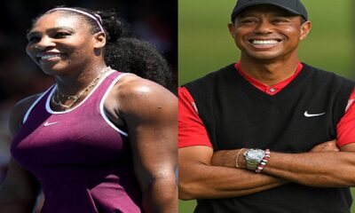 serena williams and tiger woods standing by sides
