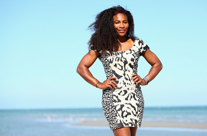 Serena Williams in black and white Gown
