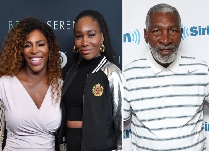 Serena and Venus Williams and father Richard Williams