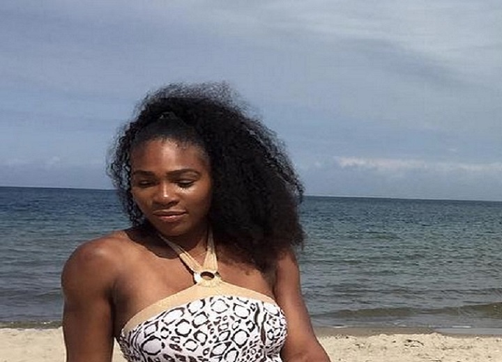 Serena Williams alone at the beach