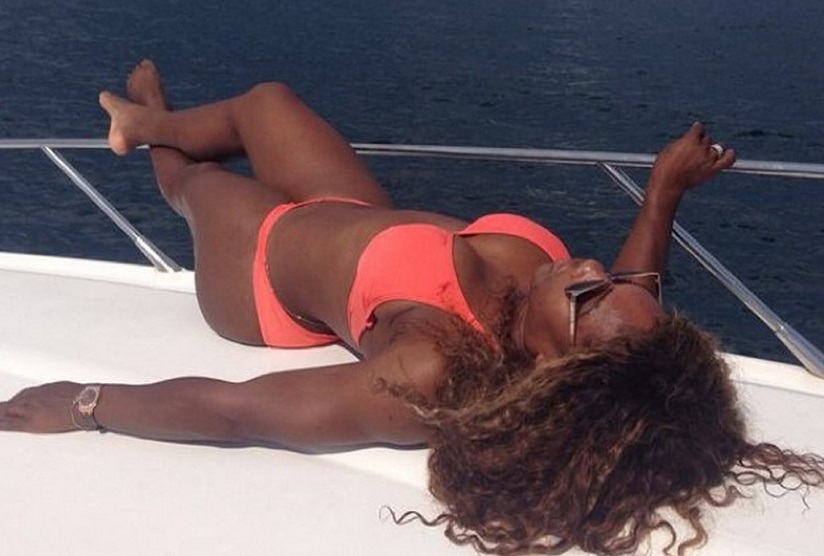 Warm: Serena lays out in the sun during her holiday in sun-drenched Croatia
