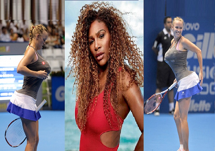 Serena Williams mimiced by Caroline Wozniacki