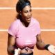 Serena Williams looks on during her match against Nadia Podoroska at the Italian Open