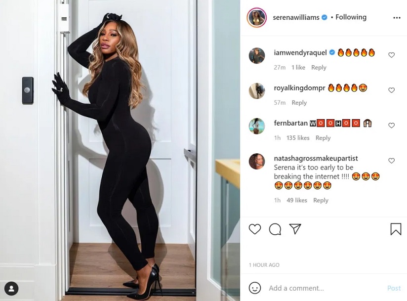 Serena Williams absolutely stuns, on Instagram, rocking black catsuit