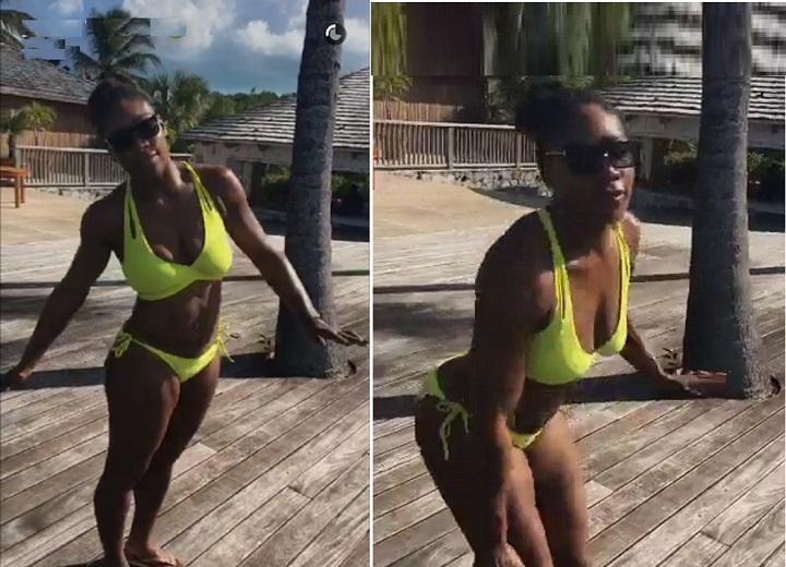 Serena Williams flaunts body in one piece swimsuit