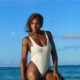 Serena Williams white beach photo