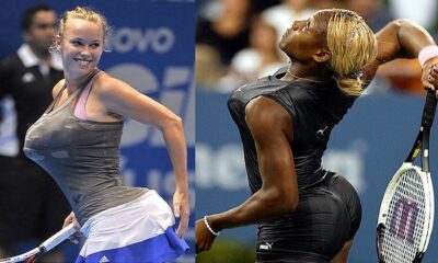 Caroline Wozniacki imitates Serena Williams