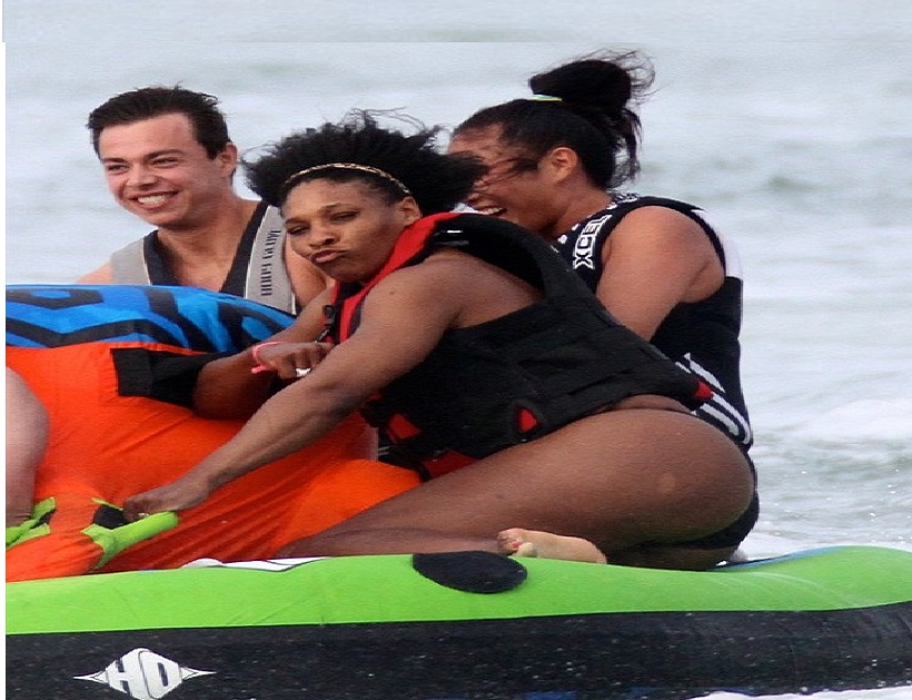 Serena Williams beach surfing