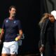 Serena Williams practices with Patrick Mouratoglou