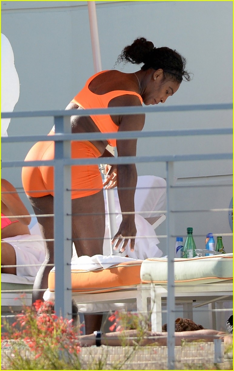 Eva Longoria & Serena Williams Hang Out in Bright Bikinis in Miami