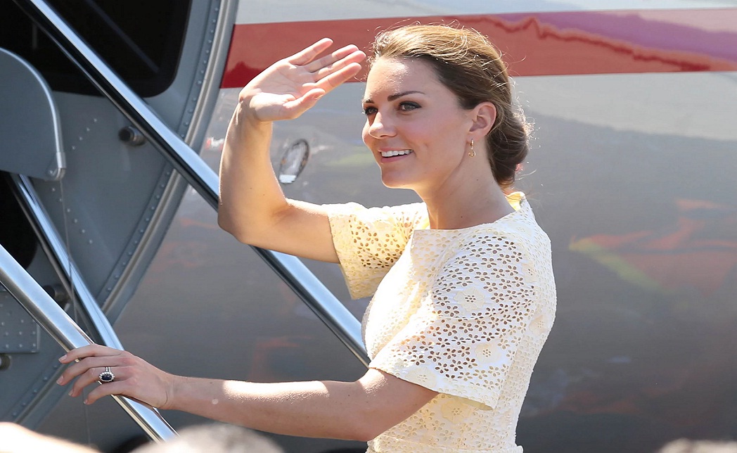 Kate Middleton gave a wave as she got onto a jet