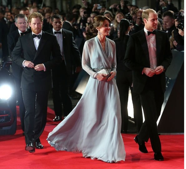 Kate, Prince William and Prince Harry at the premiere of Spectre in 2015