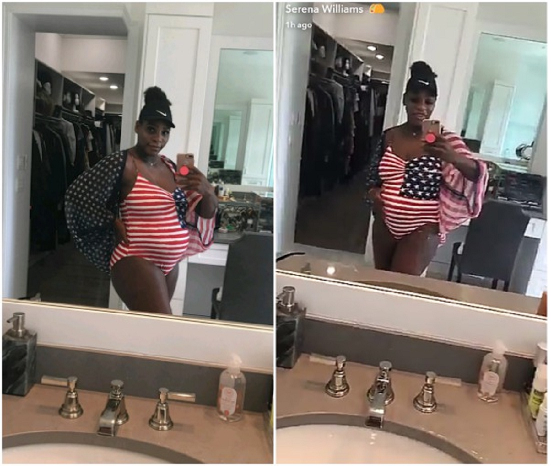 Pregnant Serena Williams Flaunts Baby Bump in new swimsuit