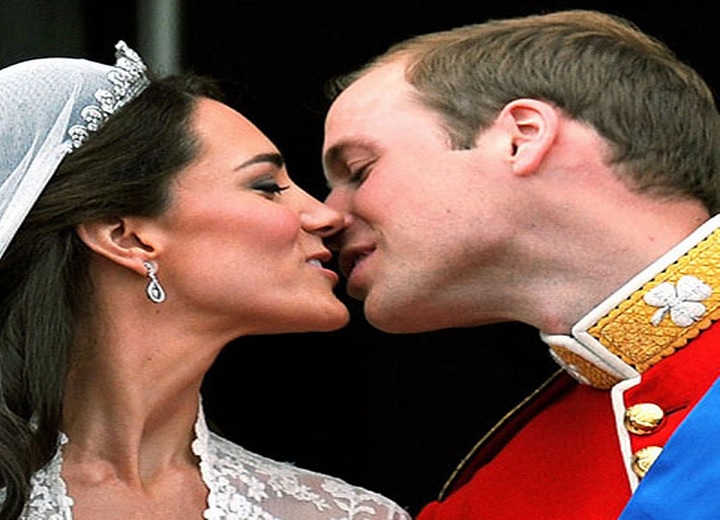 Prince William and Kate Middleton kissing