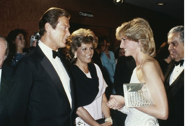 Princess Diana meeting Roger Moore in 1983