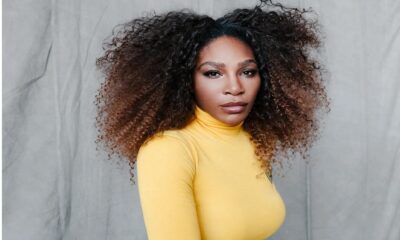 Serena Williams busts a move yellow dress