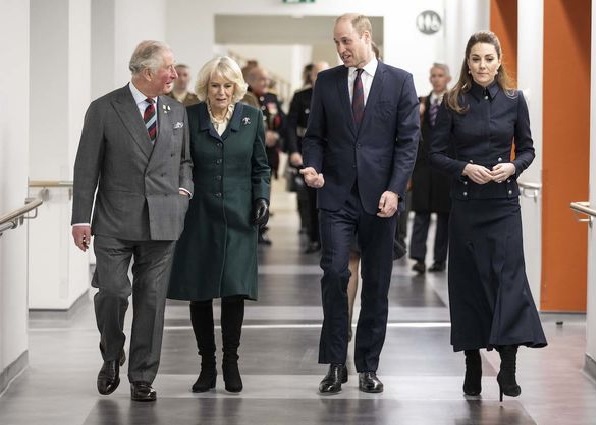 The Cambridges, Charles and Camilla during a joint engagement in February 2020