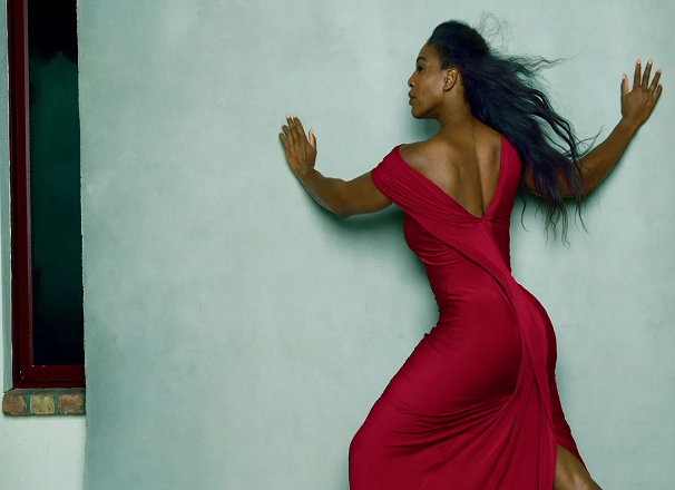 serena williams on beautiful red gown