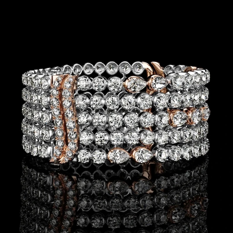 Serena Williams Jewelry Diamond Multi-Row Bangle Bracelet