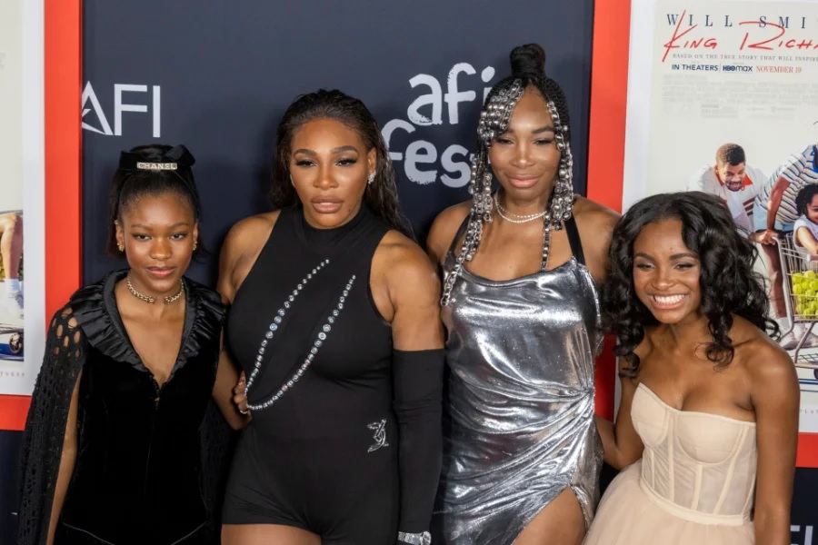 Serena Williams, Venus Williams and Saniyya Sidney attend the 2021 AFI Fest Closing Night Premiere screening for “King Richard” at TCL Chinese theatre in Los Angeles