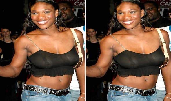 Serena Williams flaunts chest on jeans