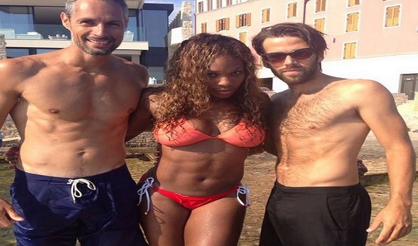 Serena Williams having fun during holiday beach