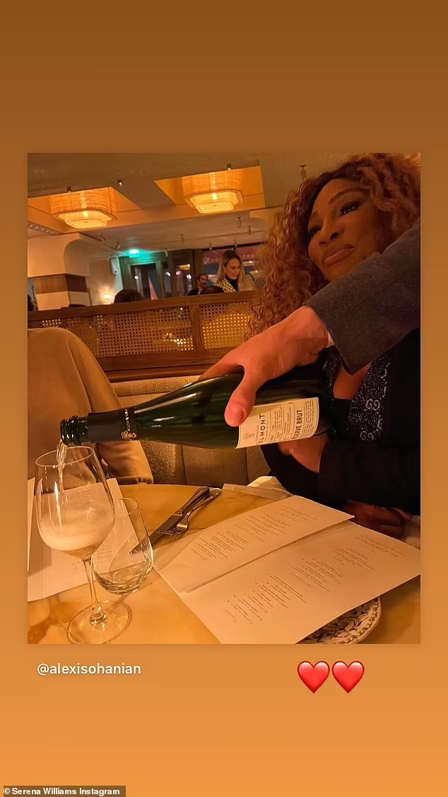 Yum! She took to her story later on to show herself enjoying a fine dining experience at a lavish restaurant, where a waiter poured a delicious glass of champagne for the star