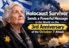Holocaust Survivor Sends a Powerful Message to the World on the 3rd Anniversary of the October 7 Attacks