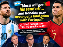 ⚽ MESSI GETS HIS SEND-OFF… BUT WHAT ABOUT RONALDO? 🇦🇷🇵🇹 Piers, Simon & Kaveh debate the very different endings to two legendary international careers. ⚽ MESSI GETS HIS SEND-OFF… BUT WHAT ABOUT RONALDO? 🇦🇷🇵🇹 Piers, Simon & Kaveh debate the very different endings to two legendary international careers.